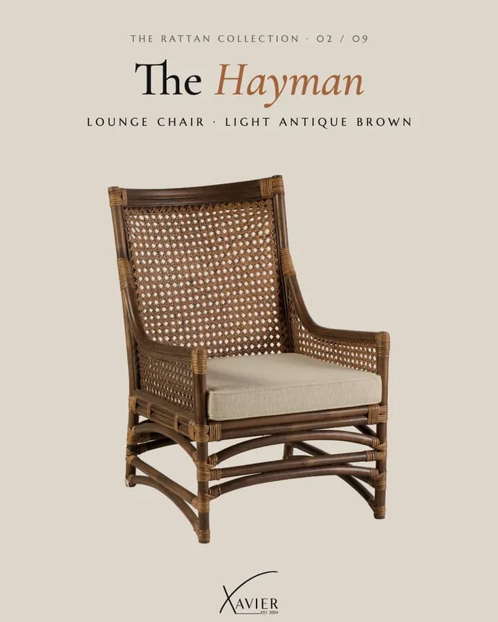 Xavier Furniture rattan carousel ad, slide 2: The Hayman lounge chair