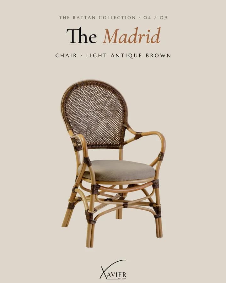 Xavier Furniture rattan carousel ad, slide 4: The Madrid chair