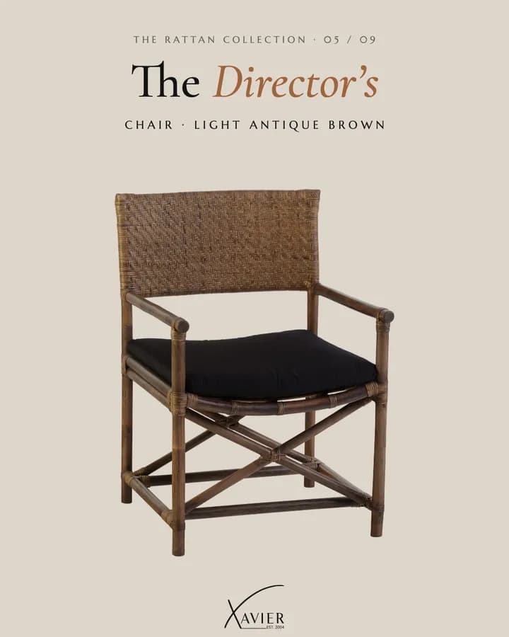 Xavier Furniture rattan carousel ad, slide 5: The Director's chair