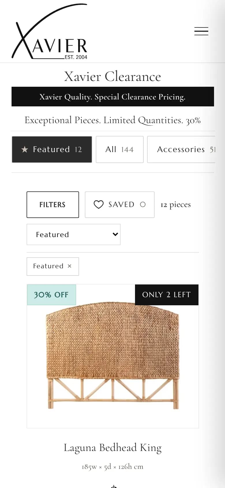 Xavier Furniture Clearance shop on a phone